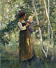 Theodore Robinson Famous Paintings - Mother and Child by the Hearth